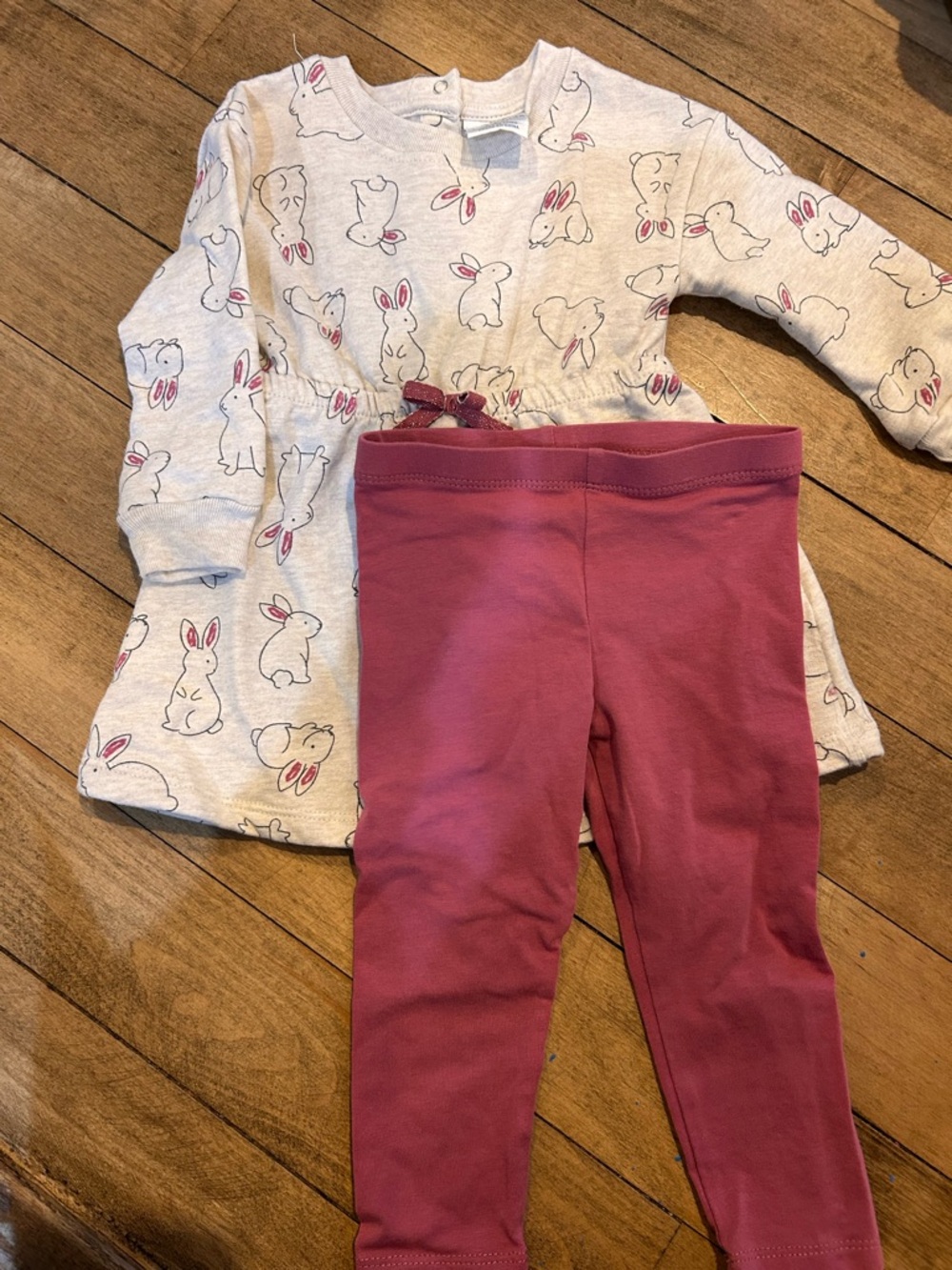 Koala Kids Pink Bunny Tunic and Rose Pink Leggings Set